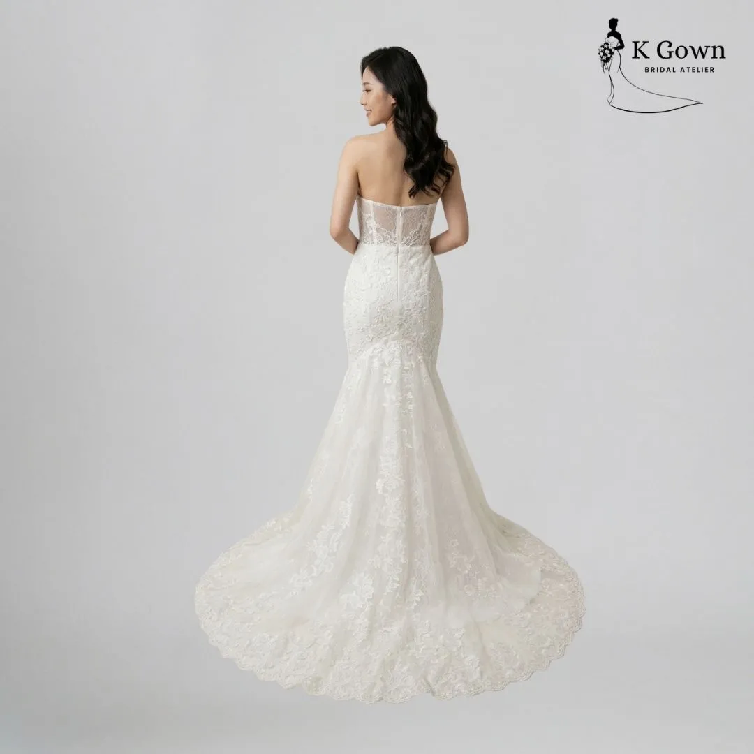 WEDDING GOWN CATALOGUE SINGAPORE 87 SINGAPORE BRIDAL GOWN DEEP V PLUNGE MERMAID WEDDING GOWN SINGAPORE - K GOWN - BACK