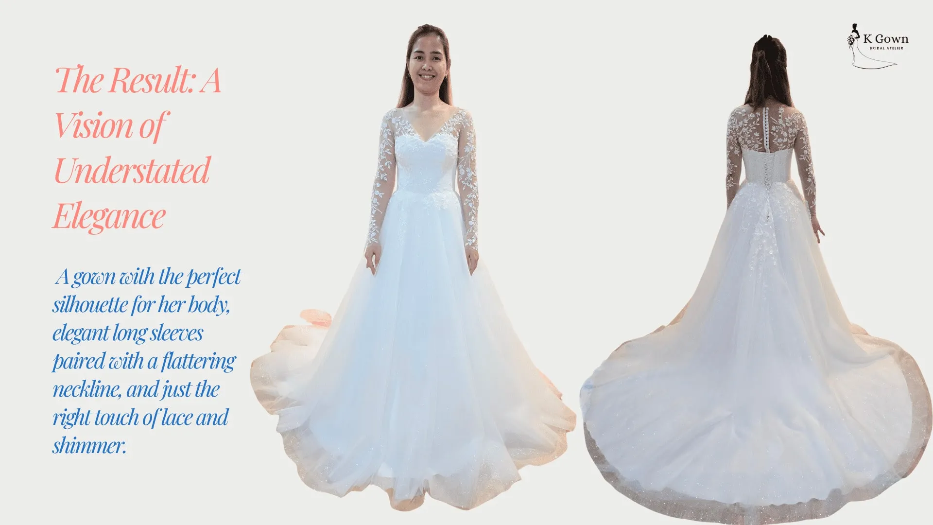 SEMI BESPOKE CUSTOM MADE WEDDING GOWN IN SINGAPORE BY K GOWN COMPLETE GOWN - SINGAPORE WEDDING GOWN RENTAL - K GOWN