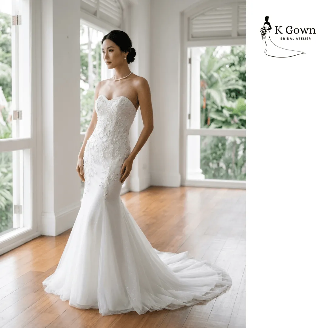 WEDDING DRESS SHOPPING TIMELINE: WHEN SHOULD YOU START LOOKING? 6 SINGAPORE BRIDAL GOWN SINGATURE DAINTY LACE MERMAID GOWN K GOWN FRONT - SINGAPORE WEDDING GOWN RENTAL - K GOWN