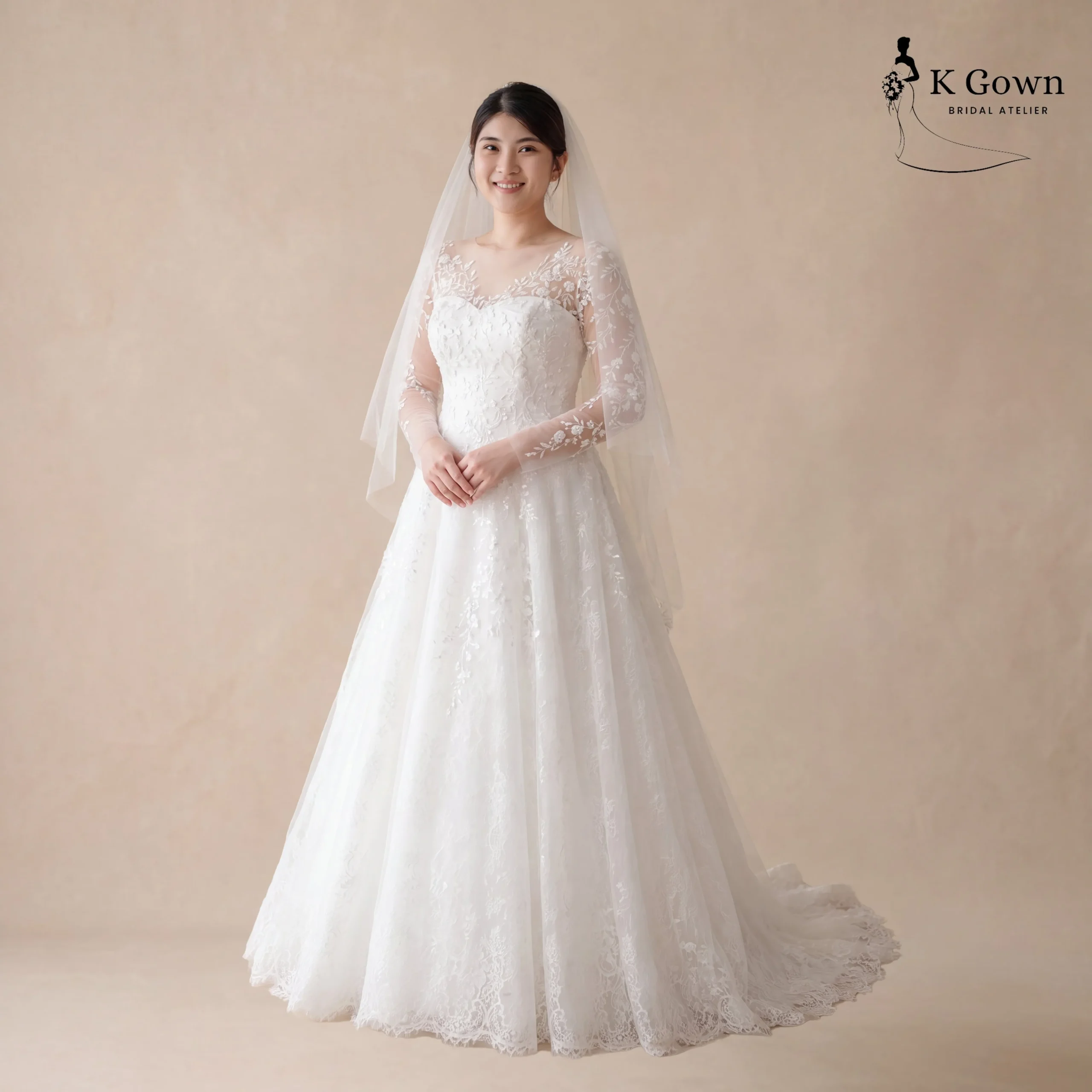[UK12-UK22] K GOWN_BRIDAL _PLUS SIZE LONG SLEEVE WEDDING DRESS