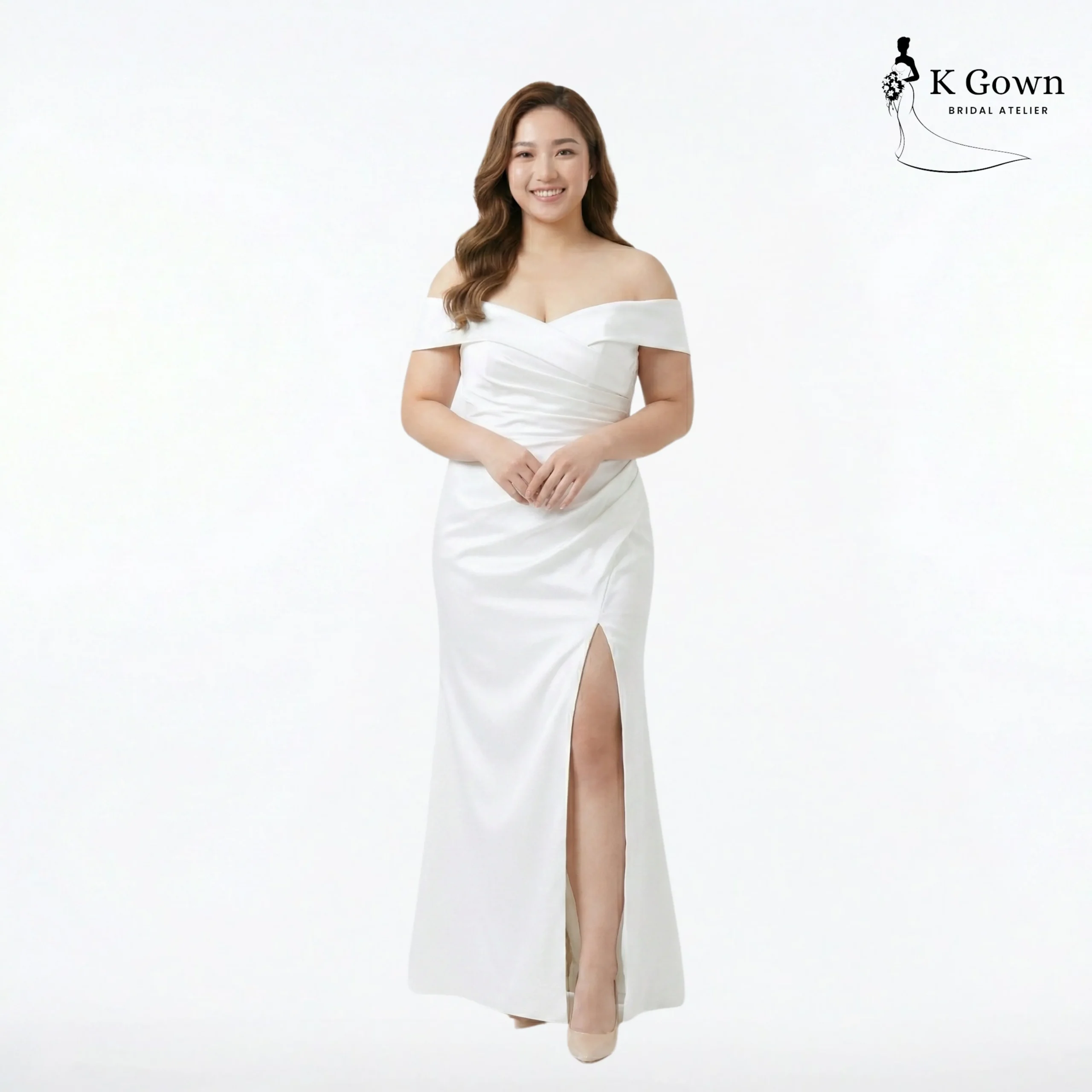 [UK12-UK22] K GOWN_BRIDAL _SINGAPORE PLUS SIZE ROM DRESS WITH OFF THE SHOULDER