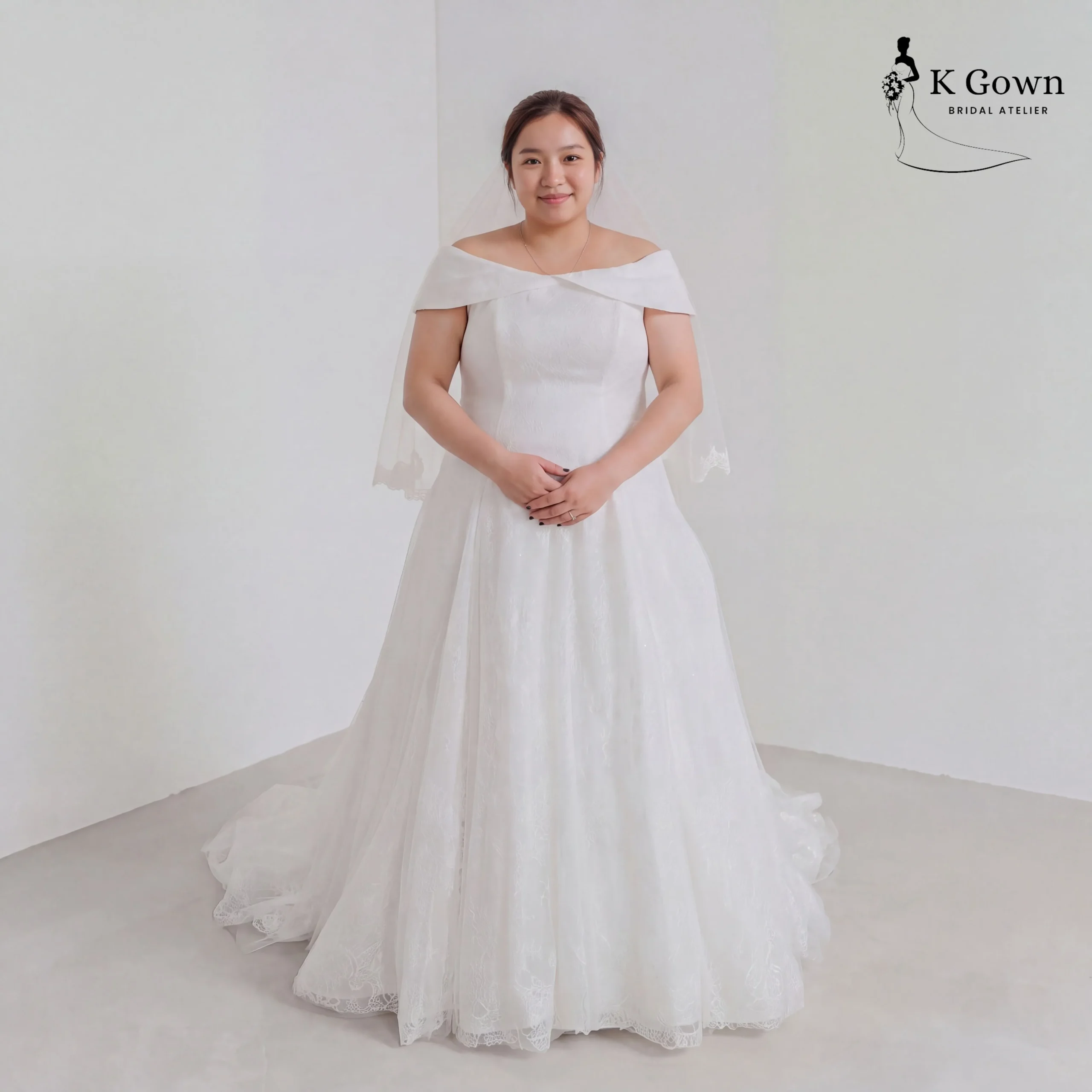 [UK12-UK22] K GOWN_BRIDAL _SINGAPORE SIGNATURE WEDDING GOWN COLLECTION_OFF THE SHOULDER LACE A LINE WEDDING GOWN_PLUS SIZE
