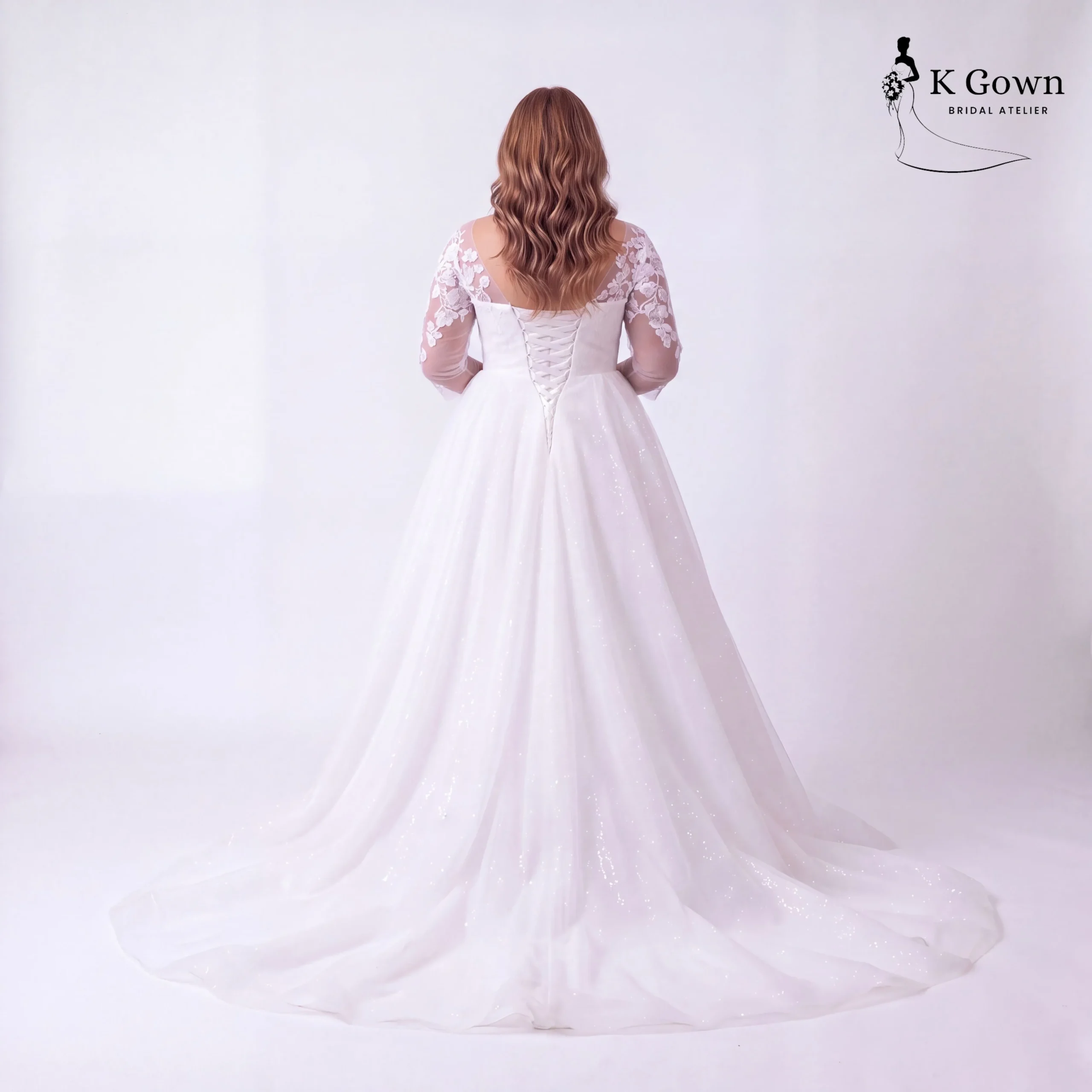 [UK12-UK22] K GOWN_BRIDAL _SINGAPORE SIGNATURE WEDDING GOWN COLLECTION_PLUS SIZE WEDDING GOWN WITH SLEEVE_BACK