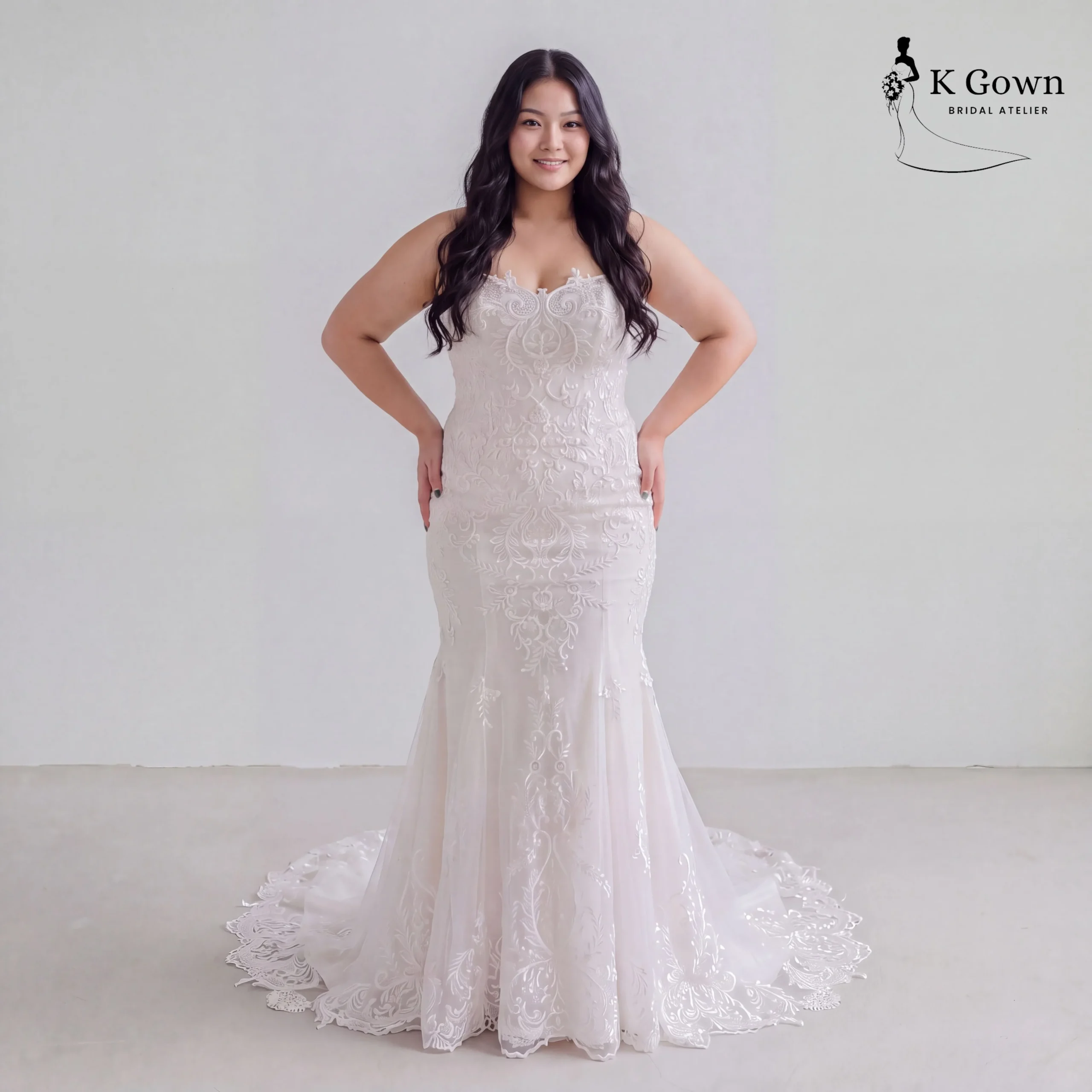 [UK12-UK22] K GOWN_BRIDAL _SINGAPORE SIGNATURE WEDDING GOWN COLLECTION_PLUS SIZE MERMAID WEDDING GOWN WITH LACE