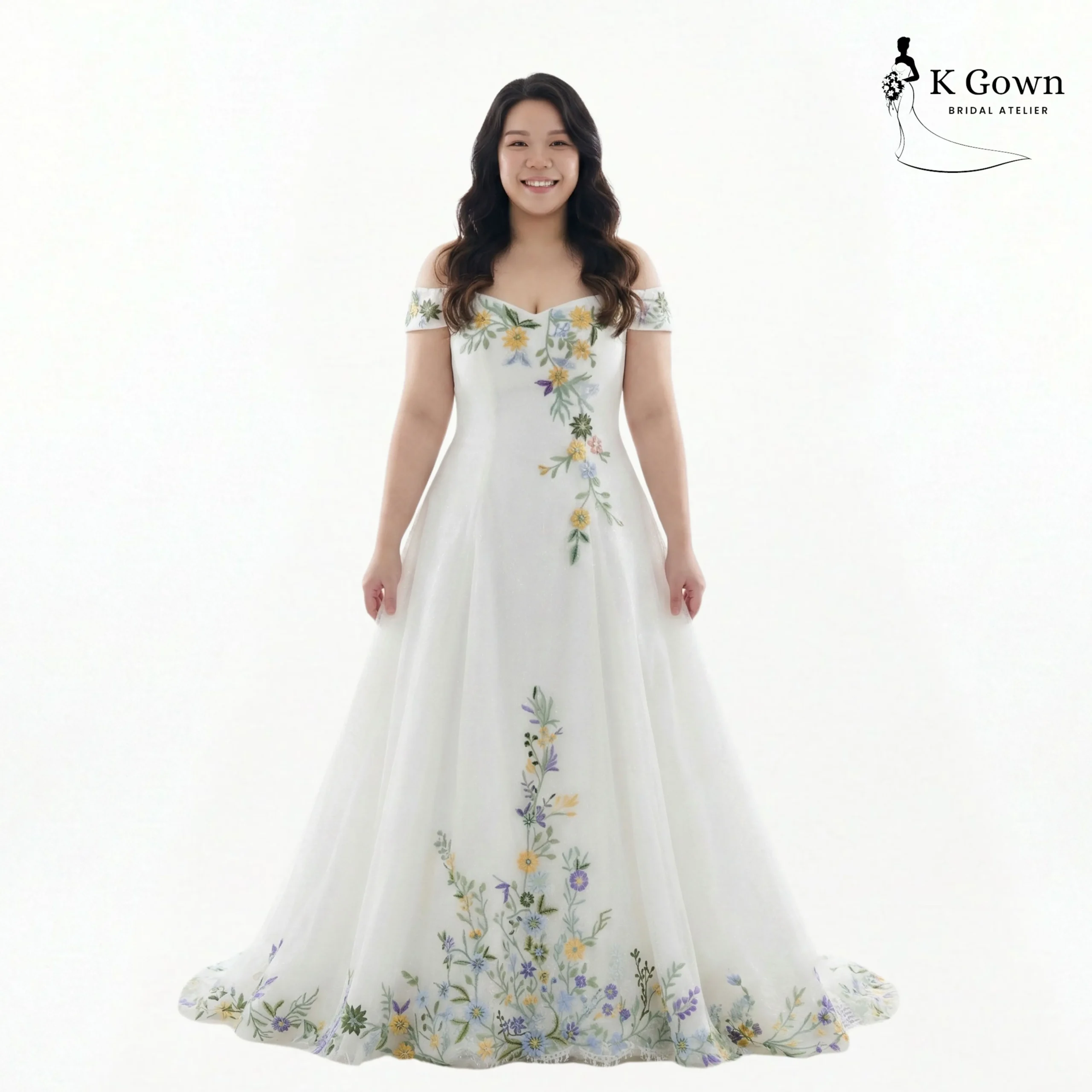[UK12-UK22] K GOWN_BRIDAL _SINGAPORE FRONT VIEW MULTI COLOR OFF THE SHOULDER SLIM A LINE WEDDING DRESS