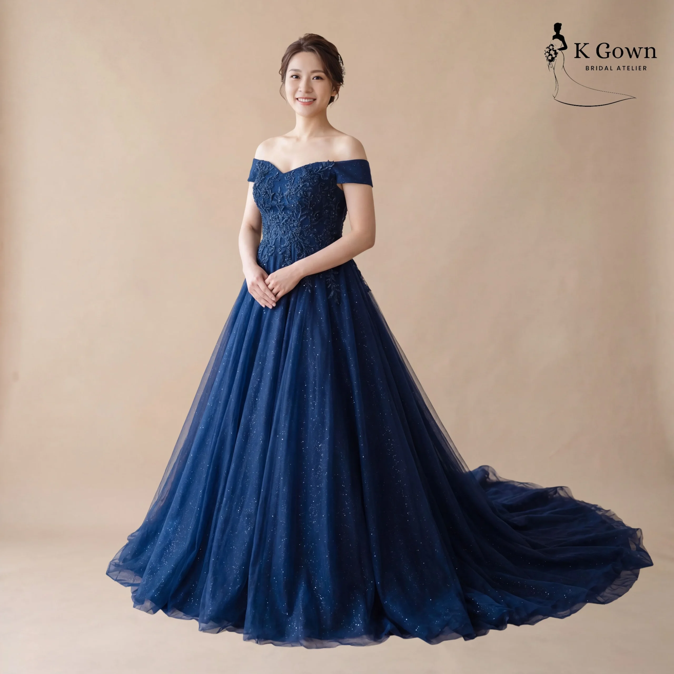 [UK12-UK22] K GOWN_BRIDAL _SLIM FIT PLUS SIZE NAVY BRIDAL EVENING GOWN