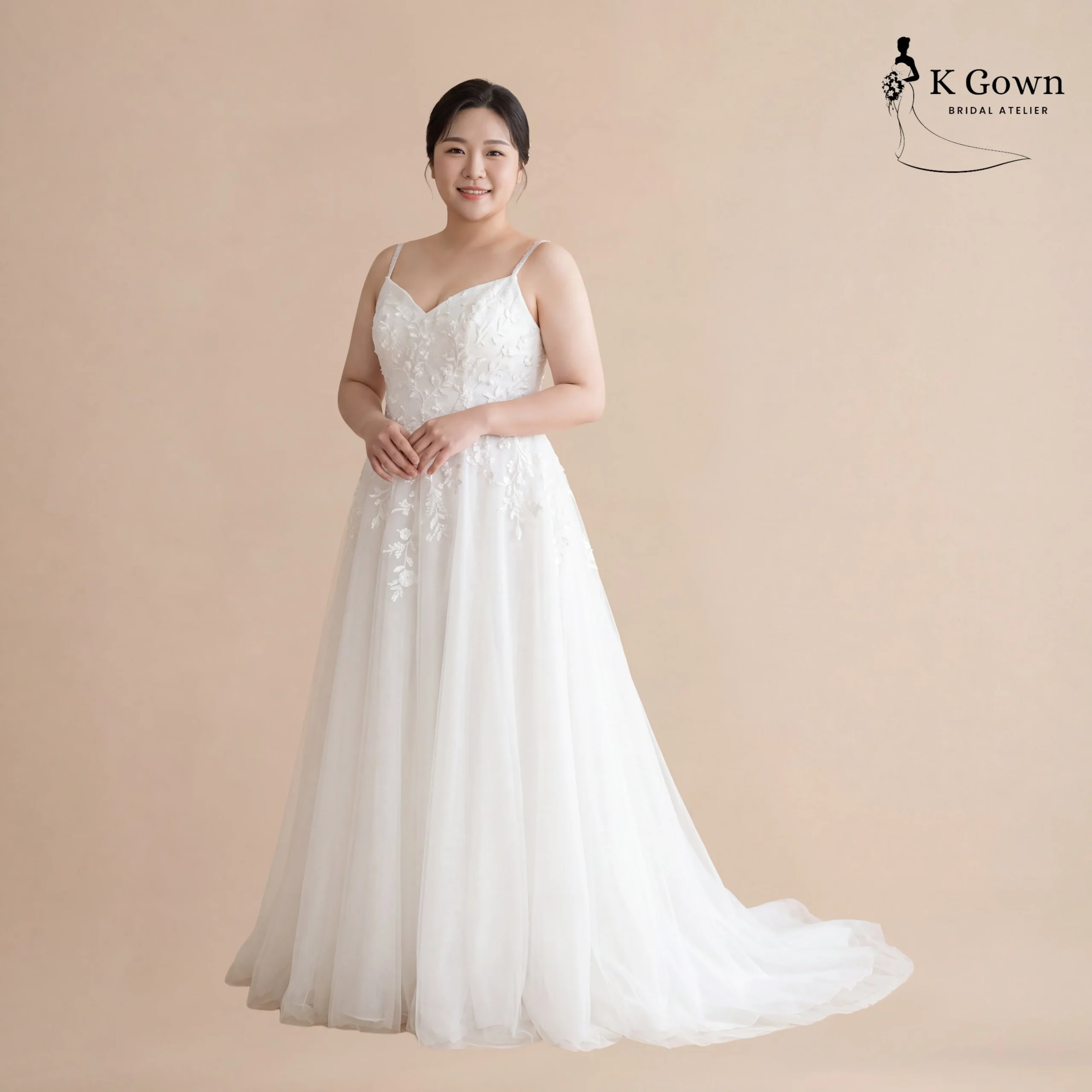 [UK12-UK22] K GOWN_BRIDAL _SPAGHETTI STRAP A-LINE LACE WEDDING DRESS