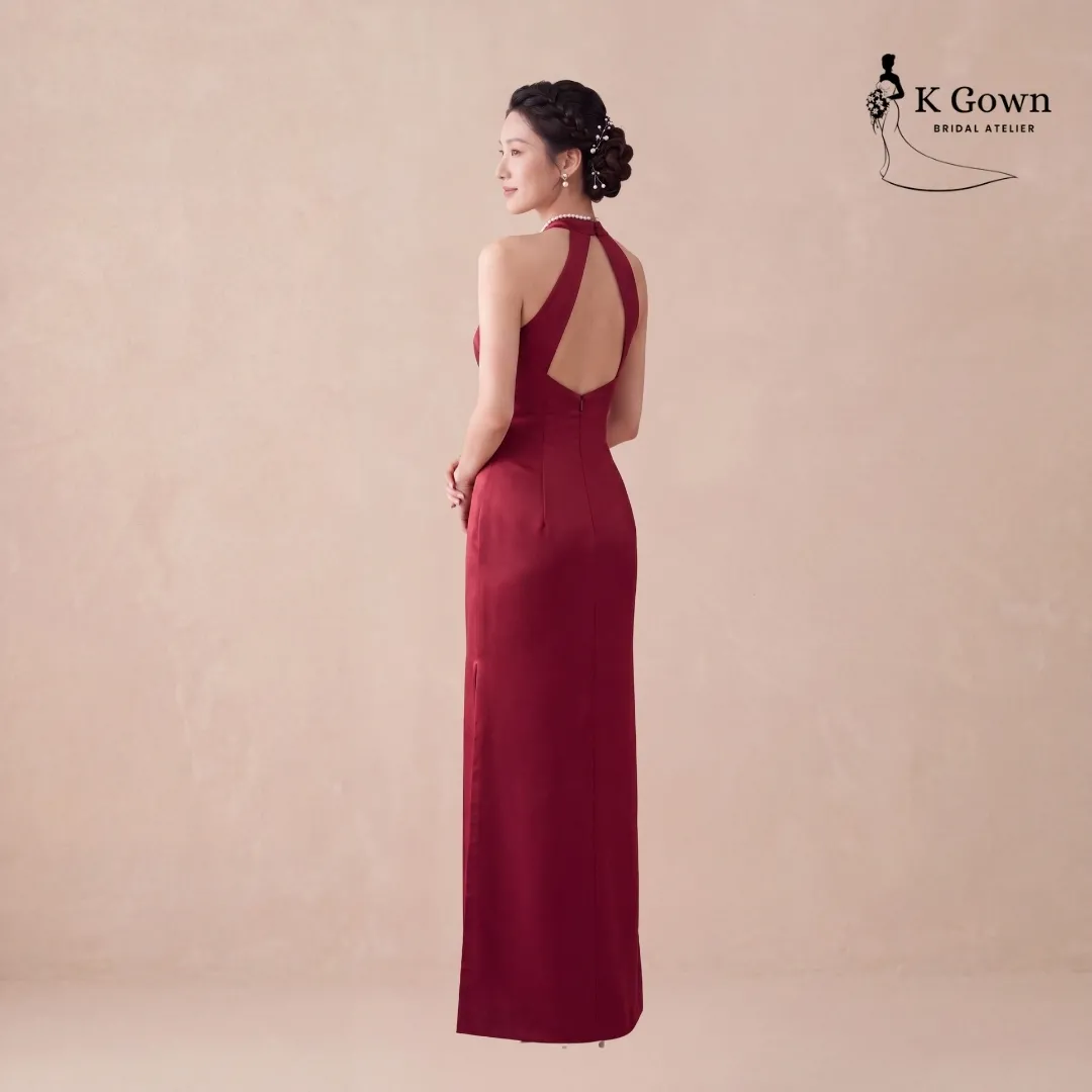 [UK4-10] K GOWN_BRIDAL _SINGAPORE BRIDAL CHEONGSAM RED WINE_BACK