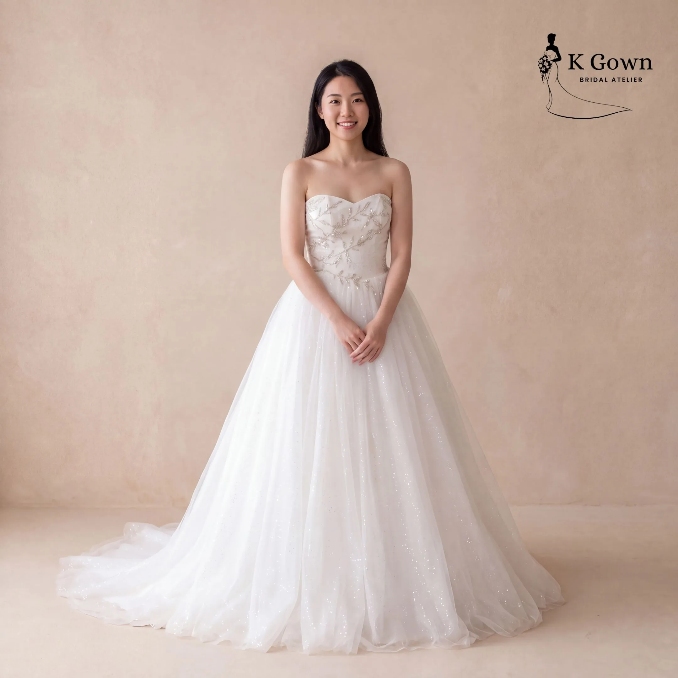 [UK4-10] K GOWN_BRIDAL _SINGAPORE SIGNATURE WEDDING GOWN COLLECTION - BALL GOWN WITH BEADED LACE