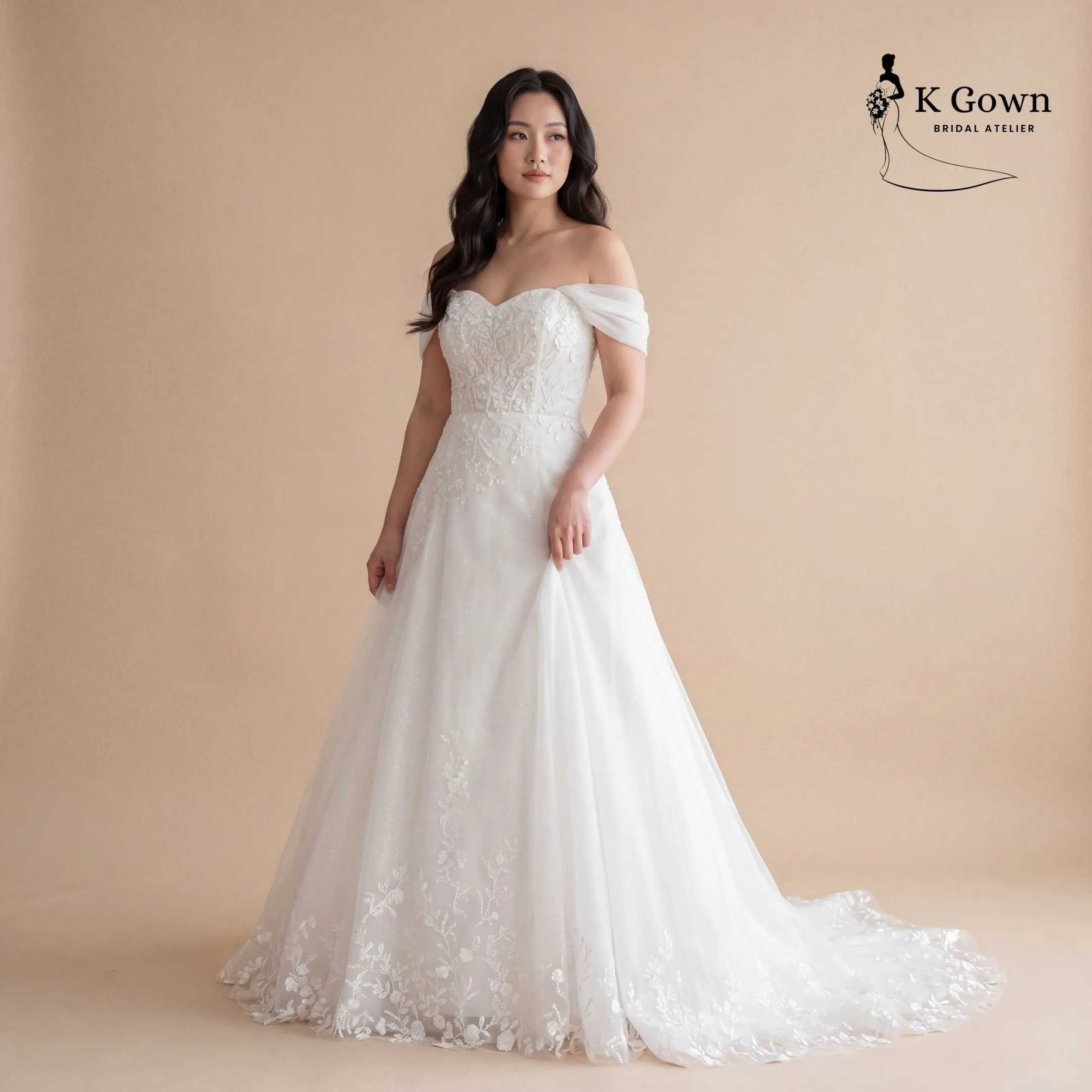 [UK4-10] K GOWN_BRIDAL _SINGAPORE SIGNATURE WEDDING GOWN COLLECTION - ETHEARAL LACE SHIMMER WEDDING GOWN
