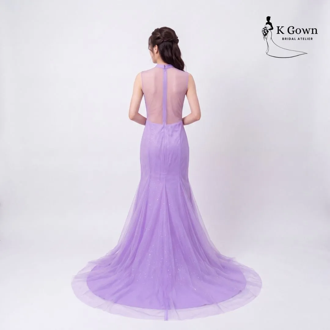 [UK4-10] K GOWN_BRIDAL _SINGAPORE SIGNATURE WEDDING GOWN COLLECTION - LILAC MODERN CHEONGSAM