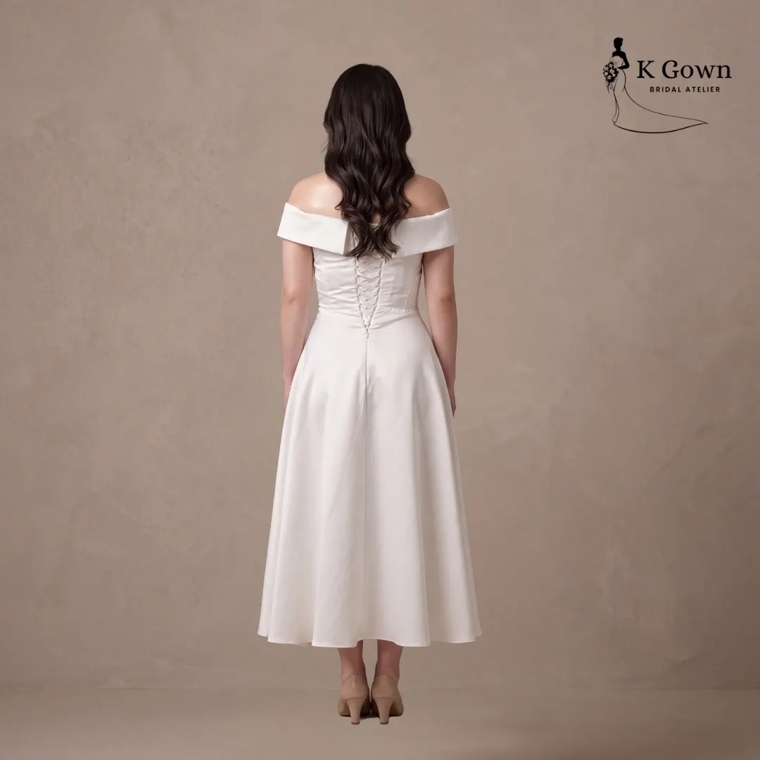 [UK4-10] K GOWN_BRIDAL _OFF-SHOULDER-TEA-LENGTH-WEDDING-DRESS-SINGAPORE-BACK