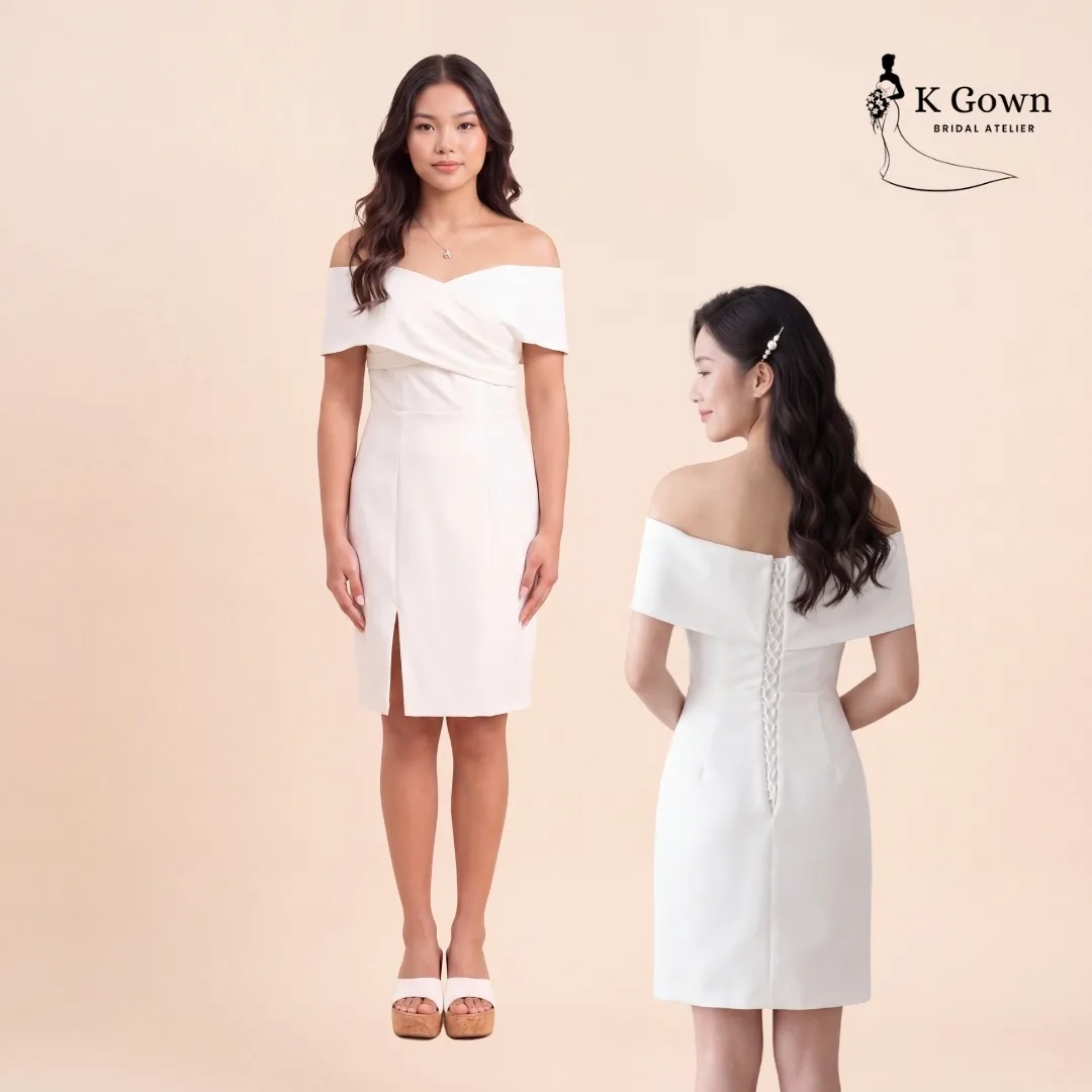 [UK4-10] KGOWN-OFF-SHOULDER-KNEE-LENGTH-ROM-DRESS-SINGAPORE