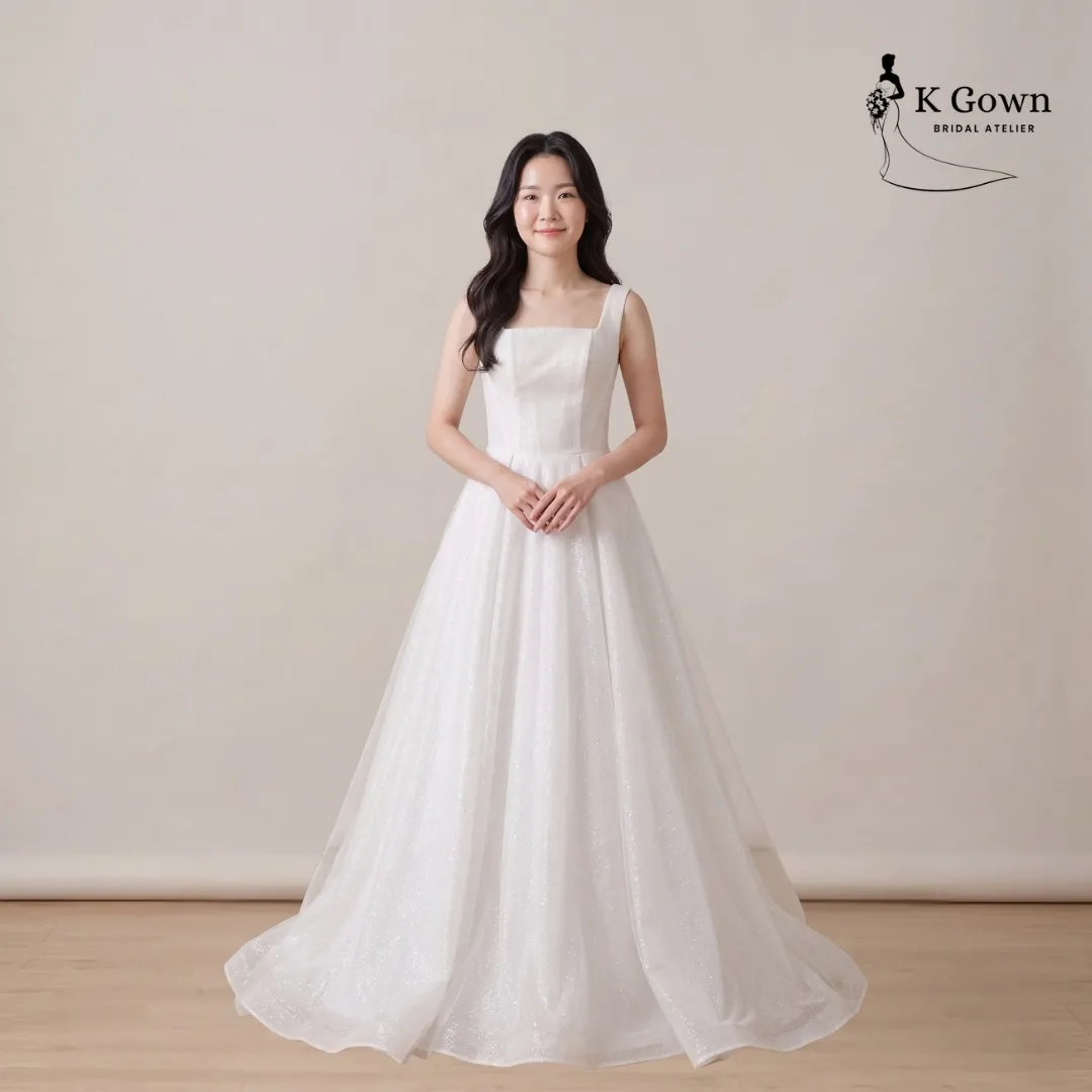 [UK4-10]-KGOWN-SQUARE-NECK-GLITTER-ALINE-BALLGOWN-SINGAPORE