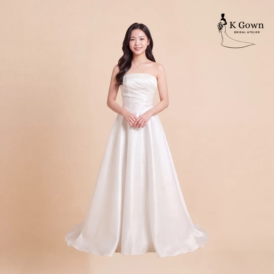 [UK4-10]-KGOWN-STRAPLESS-SATIN-ALINE-BRIDAL-GOWN-SINGAPORE