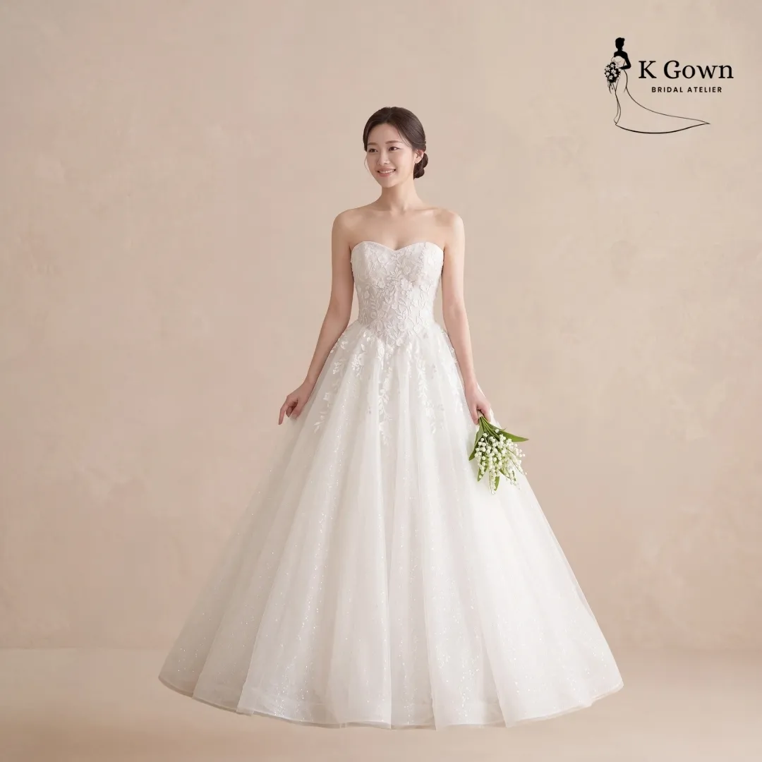 Classic Sweetheart  Basque Waist Corset Wedding Gown with Cascading Floral Lace