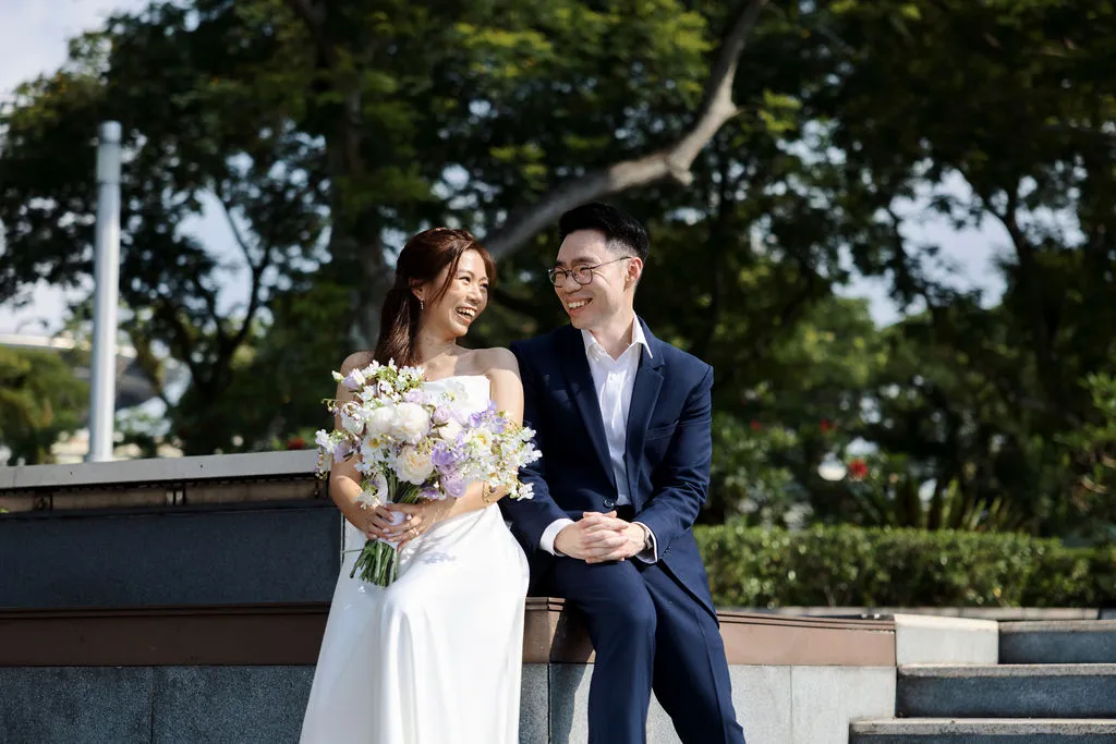 BRIDE IN A CUSTOM WEDDING DRESS CREATED WITH K GOWN SINGAPORE